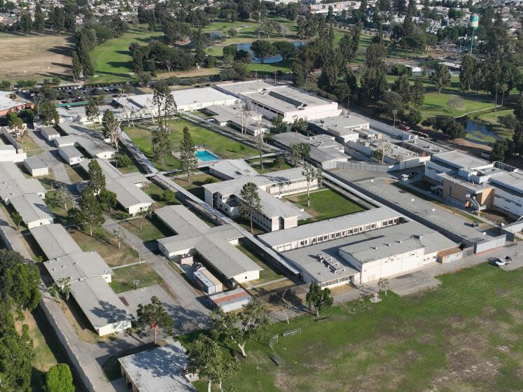 Downey, CA - June 29: Aerial view of Los Padrinos Juvenile Hall in Downey Thursday, June 29, 2023. (Allen J. Schaben / Los Angeles Times)