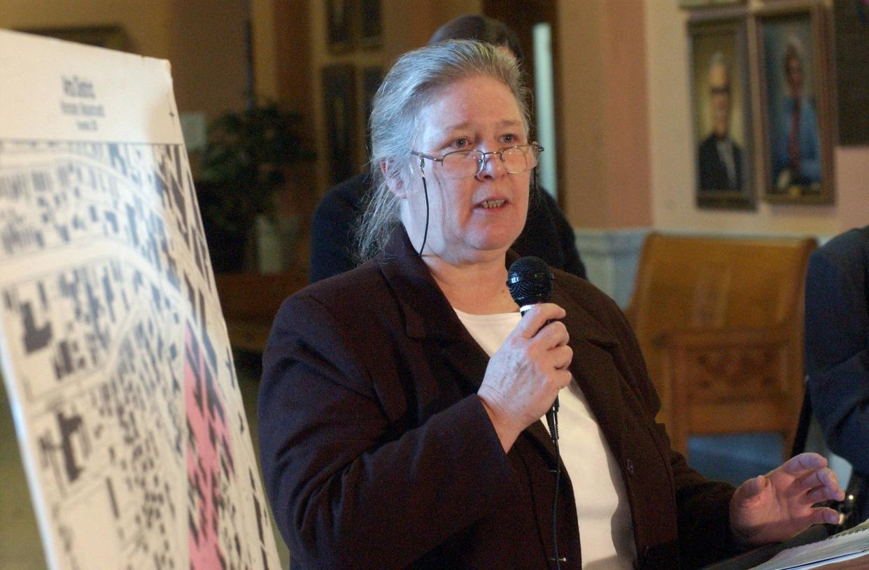 City Councilor Barbara G. Haller comments during a 2002 meeting on a proposed arts district.