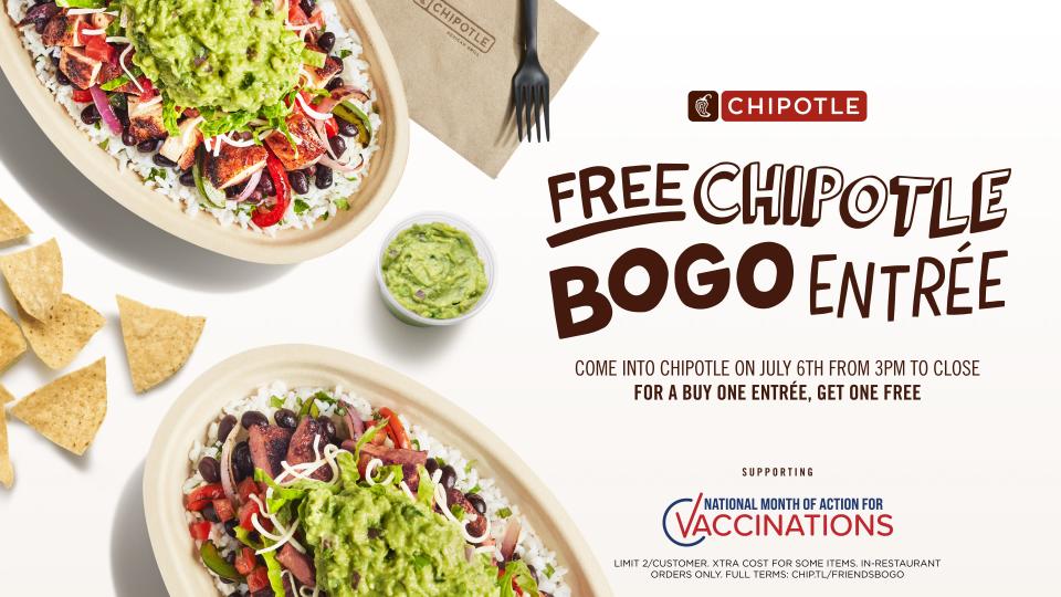 Chipotle has a buy-one-get-one free promotion July 6.