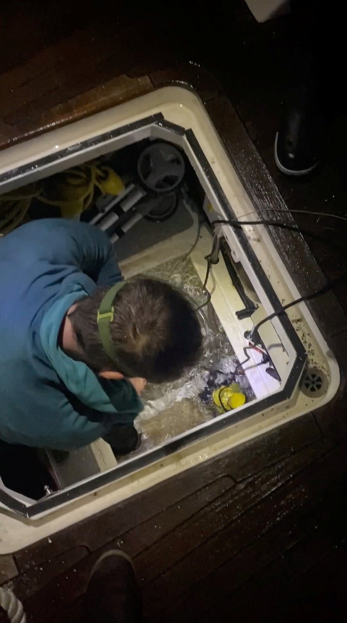 Those on board were forced to remove water from the boat damaged on Thursday (April Boyes/Instagram @ april_georgina/via REUTERS)