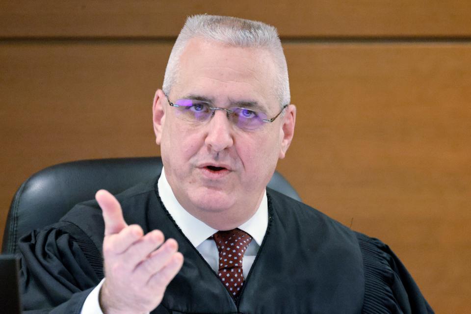 Judge Martin Fein introduces the attorneys to potential jurors during jury selection in the case of former Marjory Stoneman Douglas High School School Resource Officer Scot Peterson at the Broward County Courthouse in Fort Lauderdale on Monday, June 5, 2023.