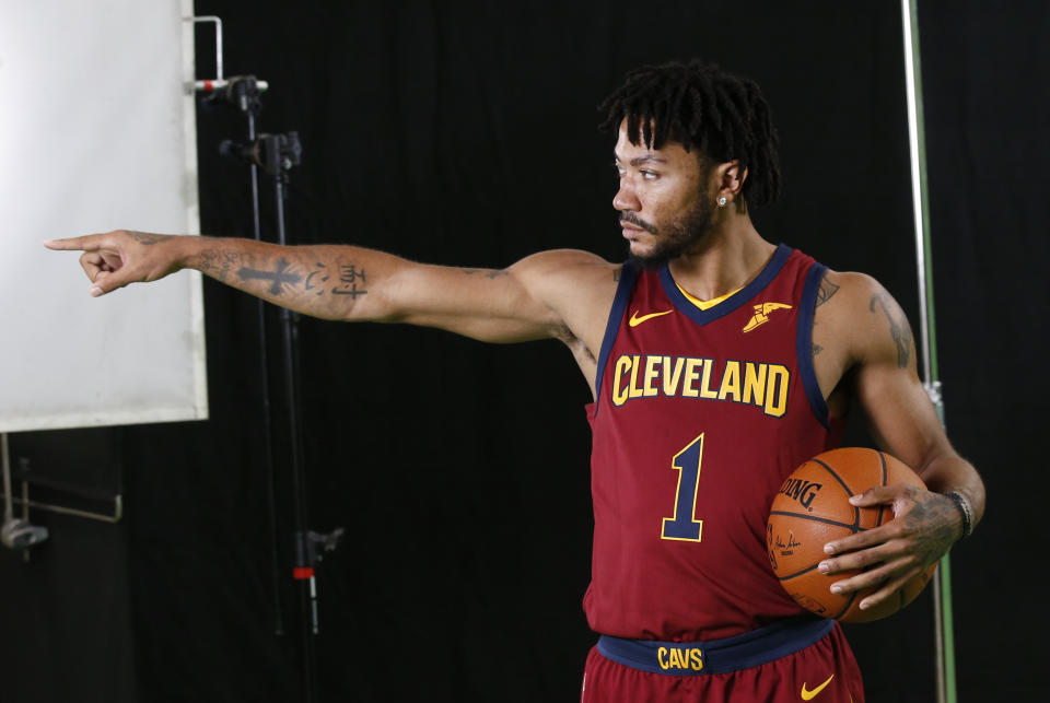 Derrick Rose says he feels right at home with the Cavs. (AP Photo/Ron Schwane)