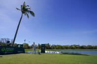 Jon Rahm, of Spain, tees off at the 18th tee during the third round of the Mexico Open at Vidanta in Puerto Vallarta, Mexico, Saturday, April 30, 2022. (AP Photo/Eduardo Verdugo)