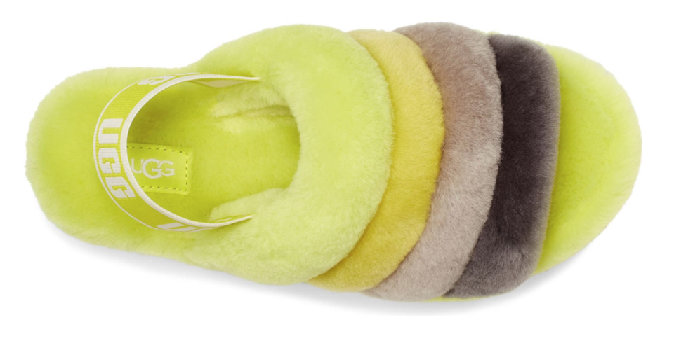 UGG Fluff Yeah Genuine Shearling Slingback Sandal in Sulfur Multicolour