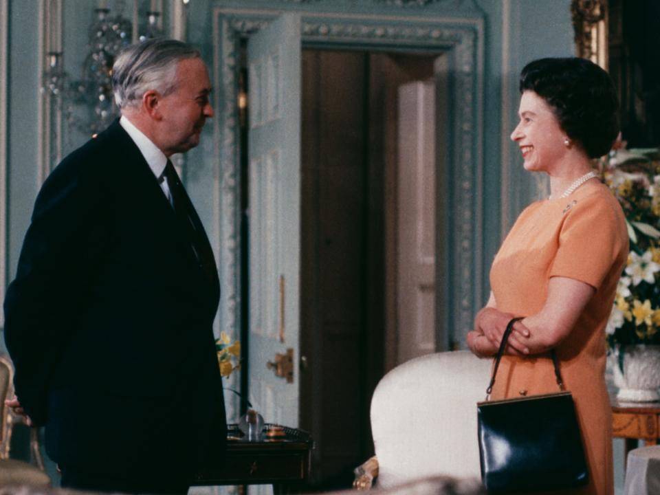 Harold Wilson and Queen Elizabeth in 1969, standing and facing each other