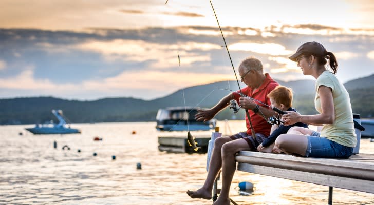 A man fishing in retirement in an affordable location