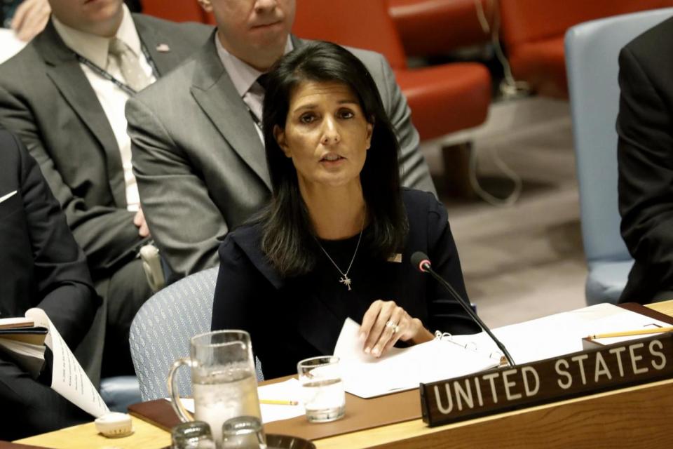 US Ambassador to the United Nations Nikki Haley addresses the Security Council (EPA)