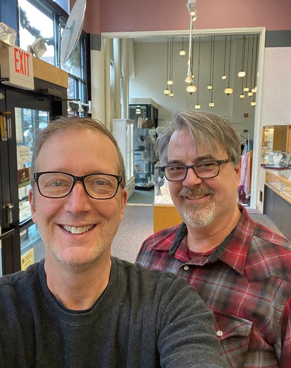 Pictured left to right: Todd Nau, co-owner of 15 Steps, and Scott Dolphin, store manager, standing in the expanded space.