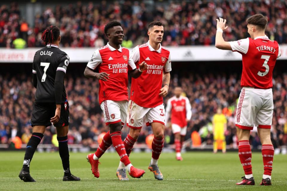 Saka added Arsenal’s fourth (Getty)