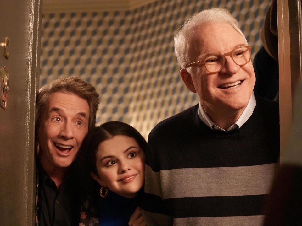 (Left to right) Oliver (Martin Short), Mabel (Selena Gomez) and Charles (Steve Martin) in ‘Only Murders in the Building’ (Barbara Nitke/Hulu)