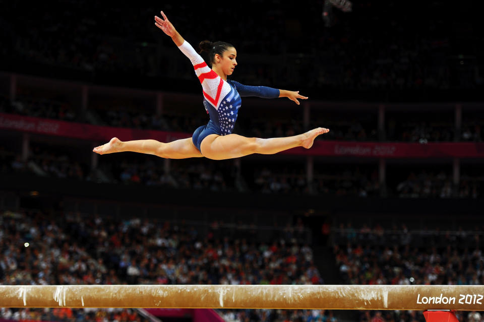 Alexandra Raisman of the United States competes on the beam during the Artistic Gymnastics Women's Beam final on Day 11 of the London 2012 Olympic Games at North Greenwich Arena on August 7, 2012 in London, England. (Photo by Michael Regan/Getty Images)