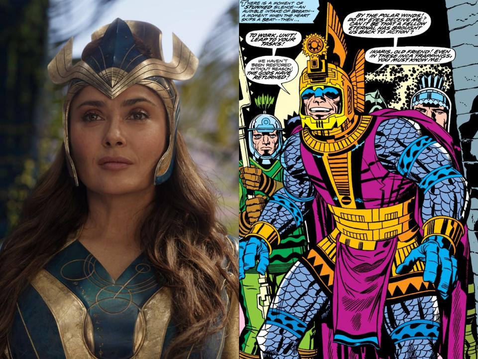 Ajak in "Eternals" versus the comics.