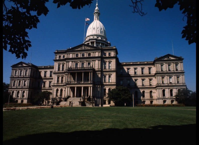 <strong>MICHIGAN STATE HOUSE</strong>  Lansing, Michigan    <strong>Year completed:</strong> 1879  <strong>Architectural style:</strong> Neo-Classical  <strong>FYI:</strong> Don’t let the faux marble pillars and walnut wainscoting trick your eyes—decorative painting techniques cover up the fact that the capitol building was made with more inexpensive materials, such as cast iron and pine.  <strong>Visit:</strong> Guided tours are offered Monday through Friday, from 9 a.m. to 4 p.m. Tour times vary.