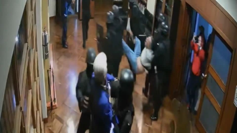 Security camera footage shows Glas being arrested in the Mexican embassy. - from the Presidency of Mexico