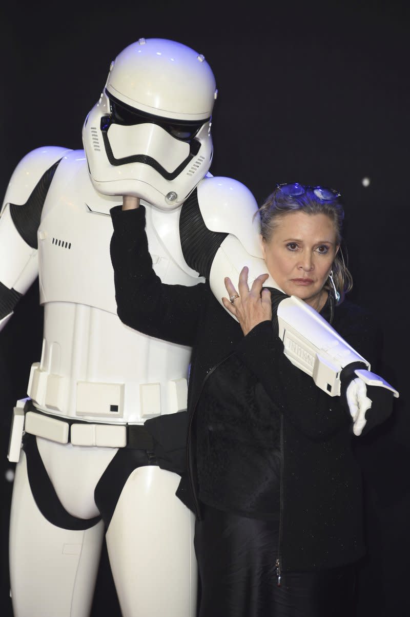 飾演電影《星際大戰》（Star Wars）莉亞公主（Princess Leia）的好萊塢女星嘉莉費雪（Carrie Fisher）（AP）