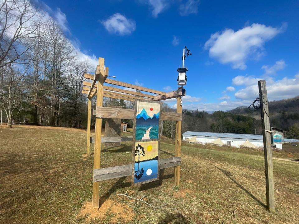 Pictured is a Woodson Branch Nature School student's legacy project, on which sits a new weather reading device used by Ray's Weather, a Boone-based weather service organization. The equipment allows nearby residents to get a more accurate weather reading.