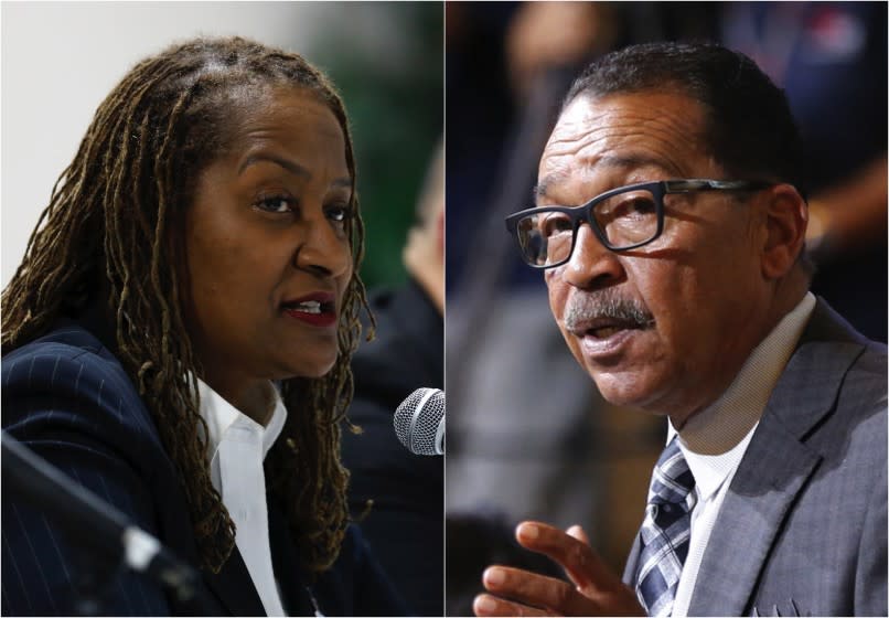 L.A. County supervisor candidates Herb Wesson and Holly Mitchell.