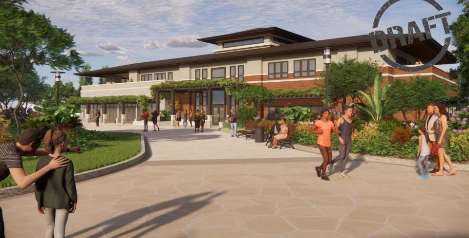 This artist rendering shows the education center that is part of Health First's planned wellness village on Merritt Island.