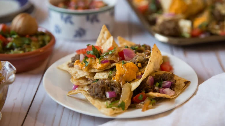 nachos with refried lentils