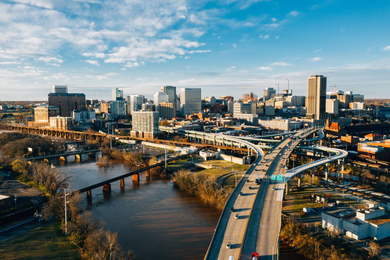 Aerial view of Richmond Skyline. Virginia.