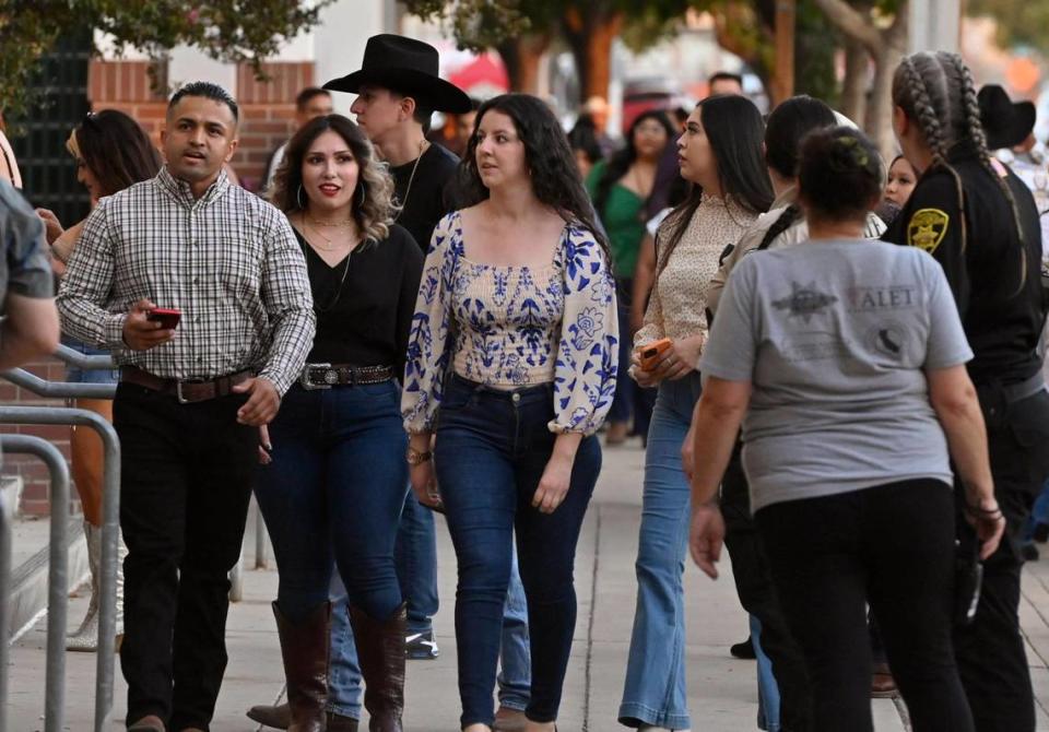 Fans of banda music enter Chuckchansi Park to see Banda MS, El Flaco, Yahritza and more Friday, Oct. 6, 2023 in downtown Fresno.
