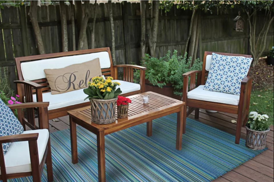 Caroline Blue Indoor/Outdoor Area Rug. Image via Wayfair. 