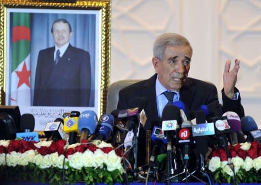 Daho Ould Kablia, Algerian Prime minister, speaks during a press conference in Algiers. Algeria's former single party tightened its grip on power in an election that bucked the regional trend, according to results that drew accusations of fraud from the defeated Islamists