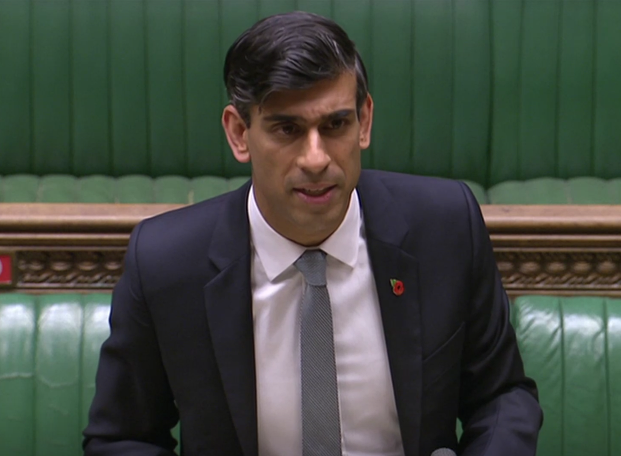 <p>Chancellor Rishi Sunak speaking in the House of Commons</p> (Reuters TV)