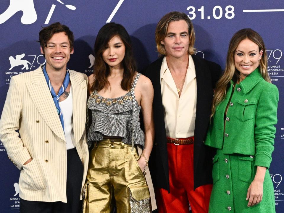 Harry Styles, Gemma Chan, Chris Pine, and Olivia Wilde attend the Venice Film Festival.