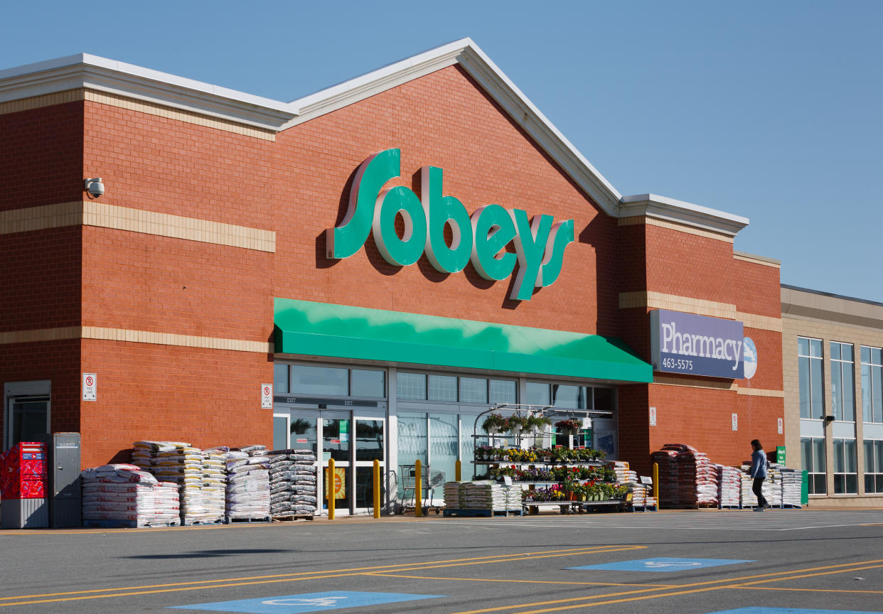 DARTMOUTH, CANADA - MAY 29, 2014: Sobeys Inc. is Canada's second largest food retailer with more than 1,500 supermarkets and a number of banners. Sobeys is headquartered in Stellarton Nova Scotia and operates in all Canadian provinces.