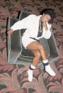 <p>Roxanne Shanté in black-and-white tube socks and high-top Reebok sneakers. </p>