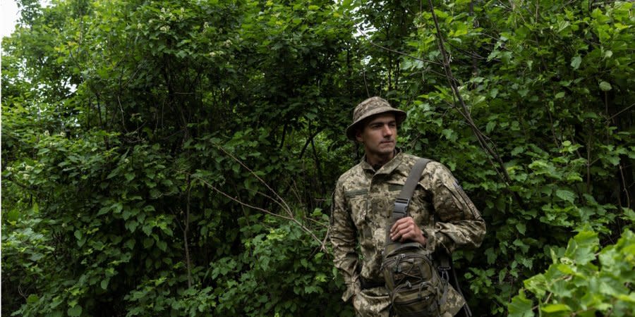 A Ukrainian soldier in Donetsk Oblast