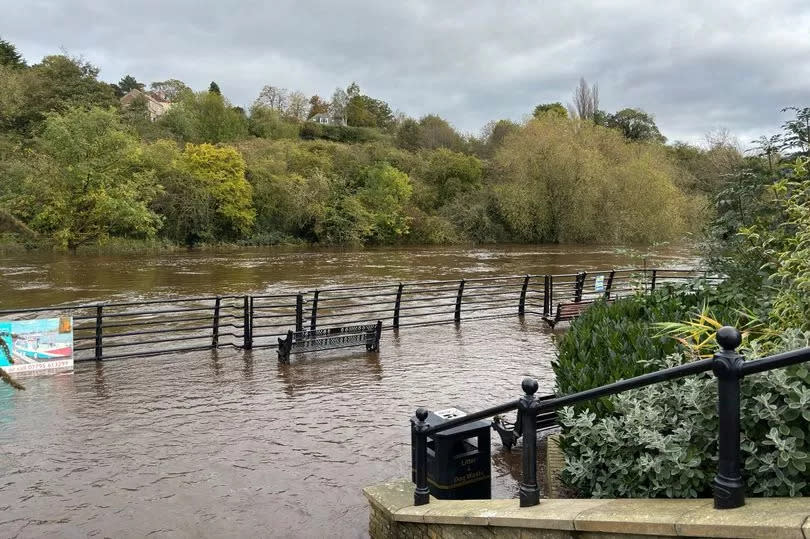 Yarm flood gates were closed following Storm Babet, with the River Tees bursting its banks in October 2023