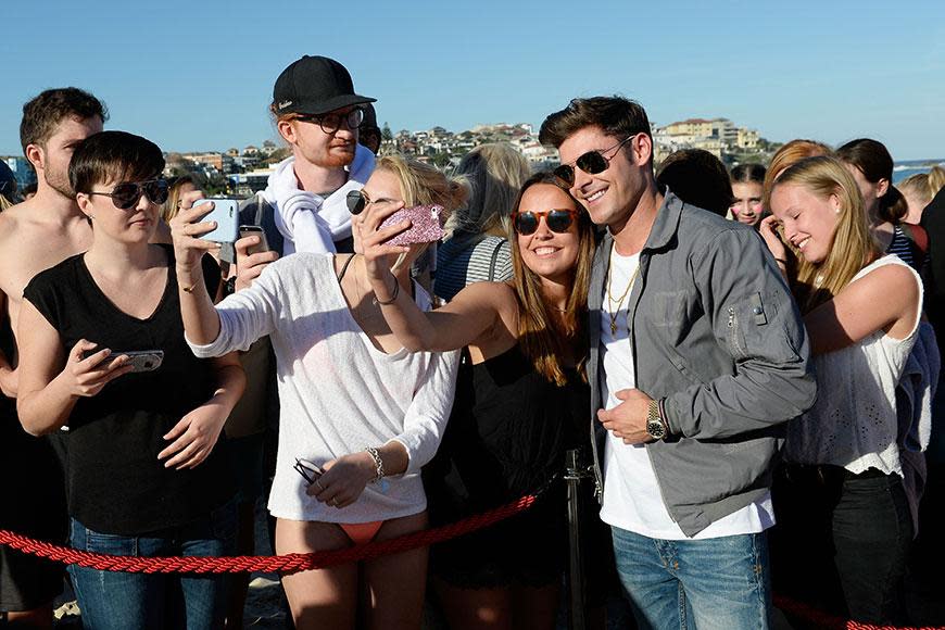 Fans showed up in droves to take pics of the 29-year-old star.