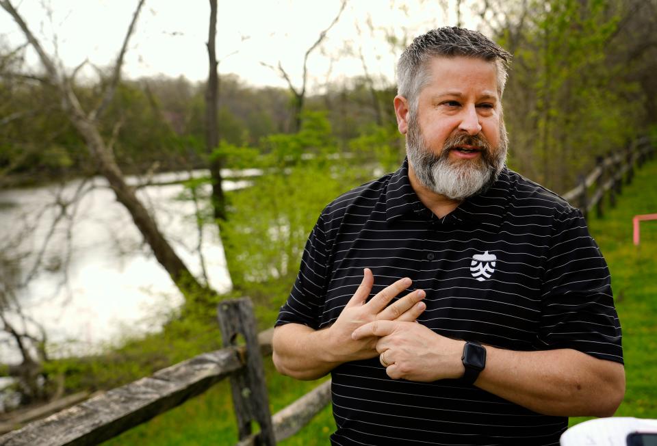 Todd Palmeter, chief executive officer for Hamilton Great Parks, talks about the two-year project to drain, dredge and do other improvements to Sharon Lake in Sharonville.