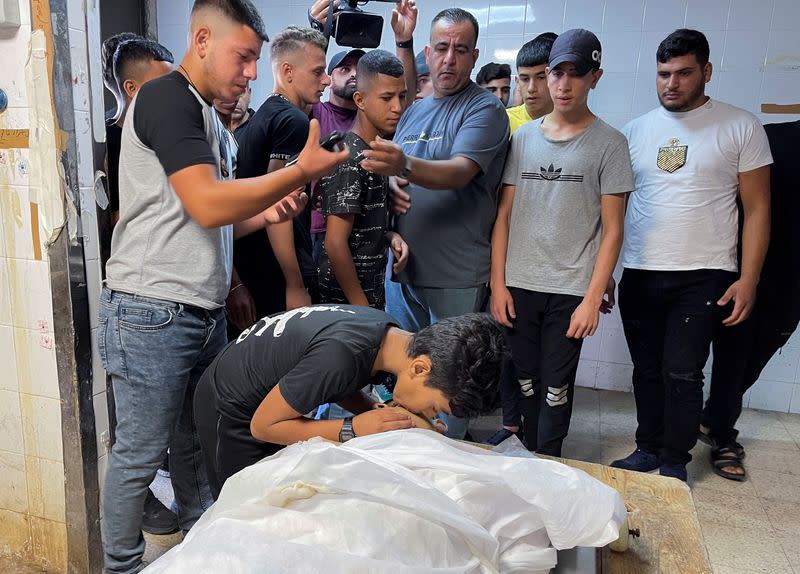 Funeral of Palestinian who was killed by Israeli forces during clashes in a raid, in Nablus