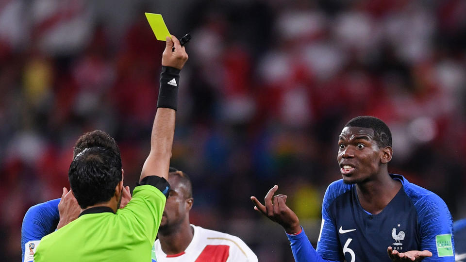 Pogba could find it hard to stay out of the referee’s book against Uruguay. Pic: Getty