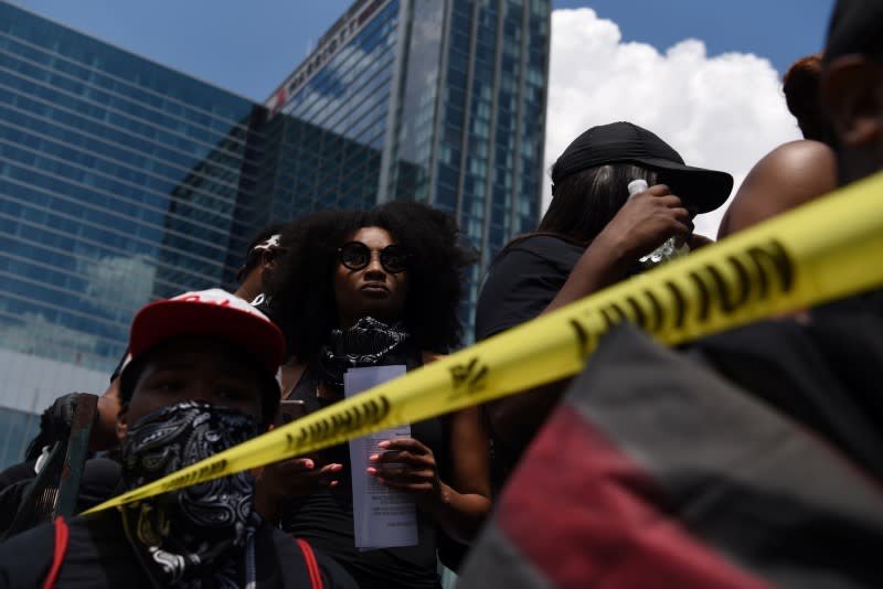 Protesters gather against the death in Minneapolis police custody of George Floyd, in Houston