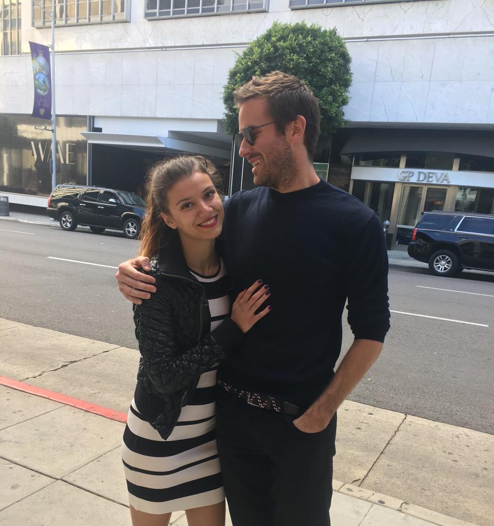 Armie Hammer with a woman named Effie, who says he raped and beat her in Los Angeles in 2017. A spokesperson for the LAPD says the force continues to investigate the accusation.