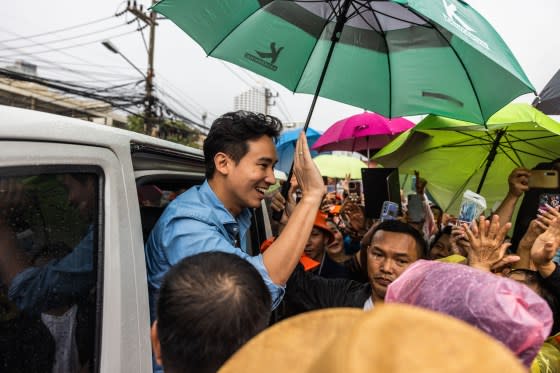 Pita greets supporters in Pattaya, Thailand, July 22, 2023.<span class="copyright">Lauren DeCicca—Getty Images</span>