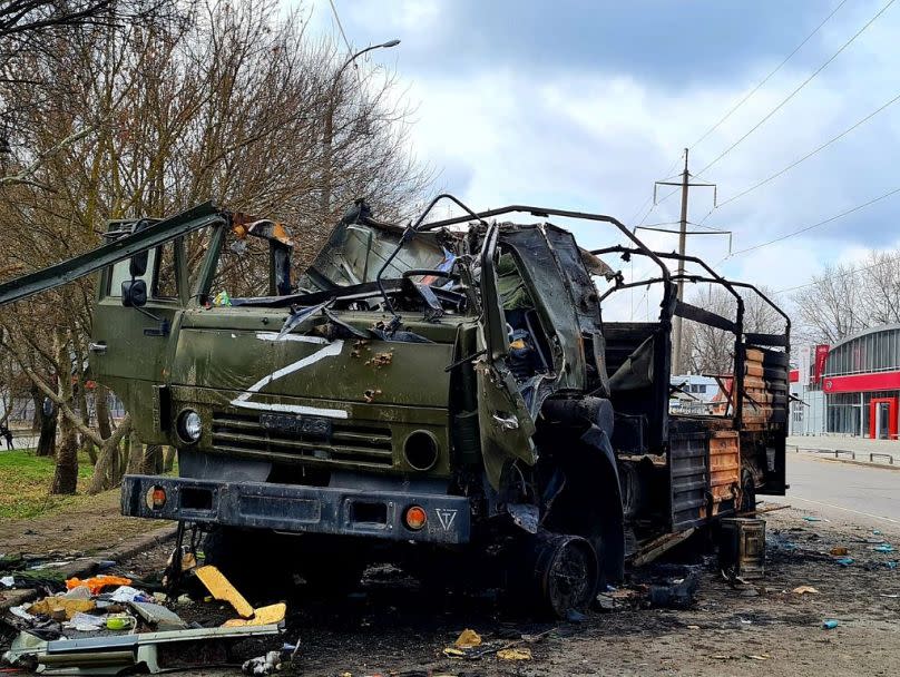 Russisches Militärfahrzeug in Cherson.