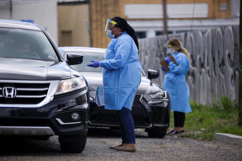 Drive-through testing facility for the coronavirus disease (COVID-19) in New Orleans