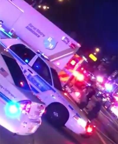 Emergency services outside the Orlando club, Pulse, amid reports of a mass shooting. Picture:  A Tonyz Nation/Facebook