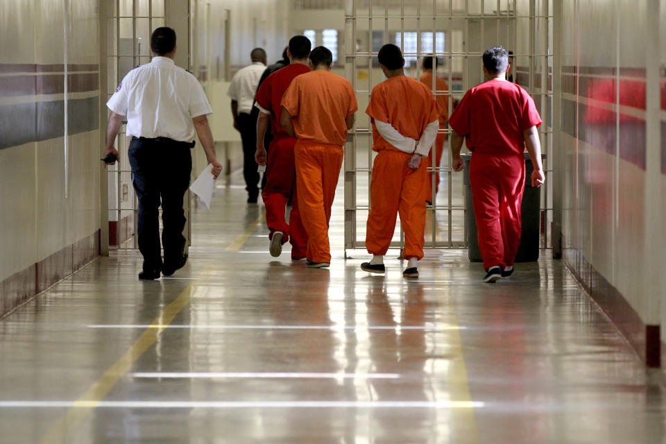 Detainees at the Stewart Detention Center in Lumpkin, Ga. (Photo: Jonathan Wiggs/The Boston Globe via Getty Images)