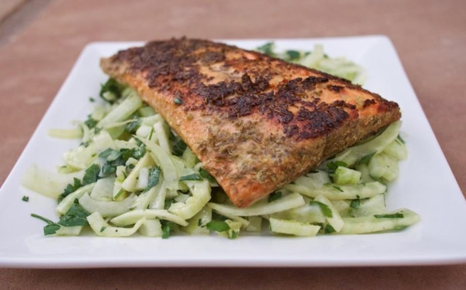 <p>The Food Hunter</p><p>This is one combo that should not be missed. Grab the recipe <a href="http://www.foodhuntersguide.com/2017/12/cumin-fennel-rubbed-salmon-with-fennel.html" rel="nofollow noopener" target="_blank" data-ylk="slk:here;elm:context_link;itc:0;sec:content-canvas" class="link ">here</a>.</p>