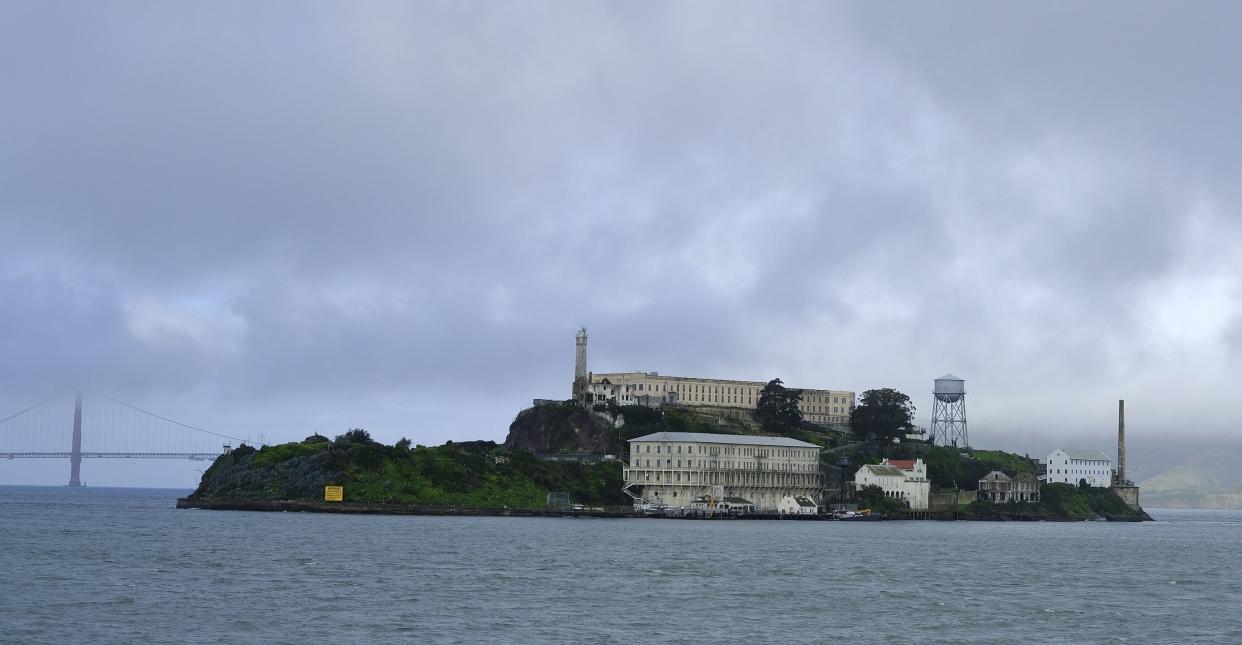 Alcatraz Island, seen here in San Francisco in March 2019, will reopen its outdoor areas to the public next week after being closed for five months due to the coronavirus pandemic. The Mercury News reported Thursday, Aug. 13, 2020, the island that once housed Al Capone and George "Machine Gun" Kelly will reopen Monday but will be an outdoor-only experience, to reduce the risk of spreading COVID-19.