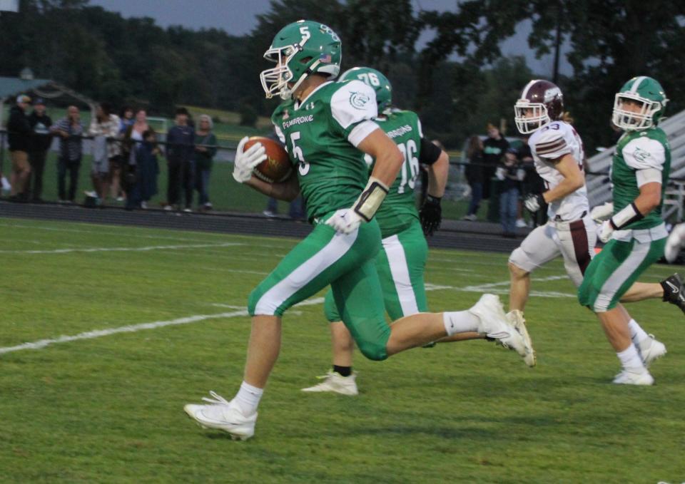 Pembroke senior Tyson Totten on a run during Week 2 against Caledonia-Mumford/Byron-Bergen.