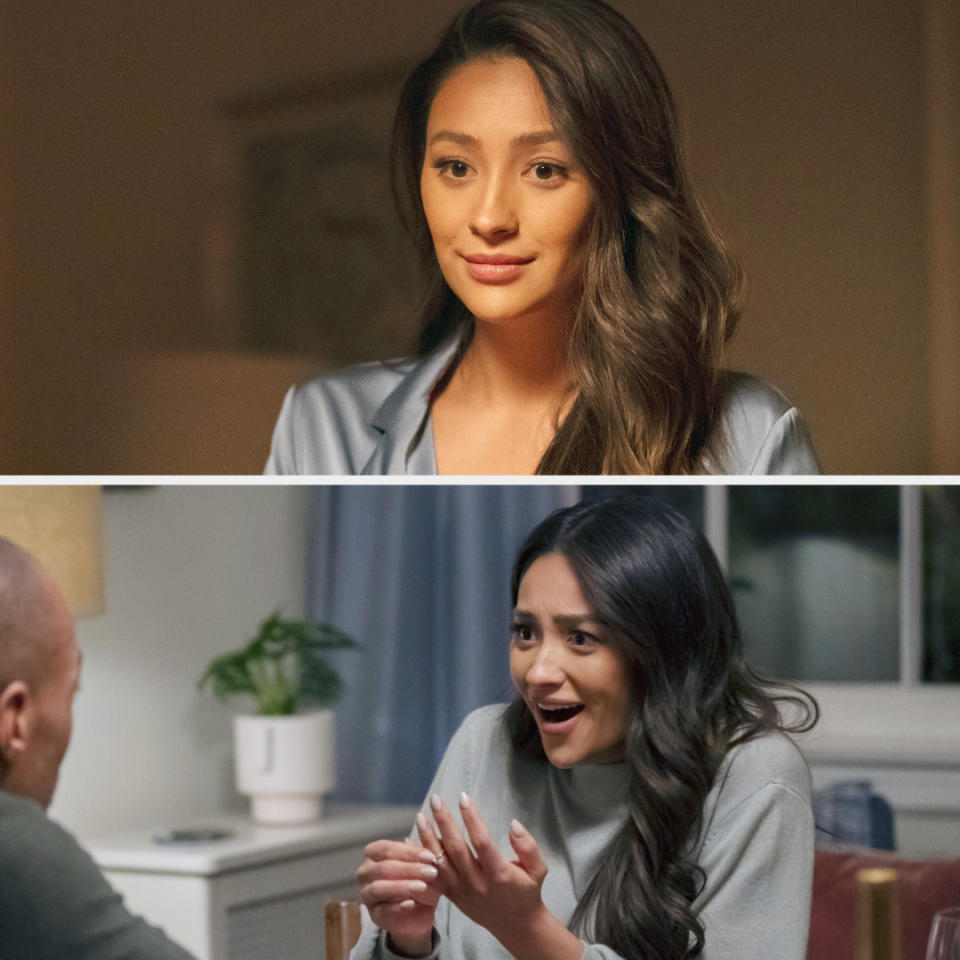Shay's character accepting an engagement ring