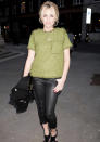 <b>London Fashion Week AW13 FROW <br></b><br>Lydia Bright wows us in her moss-green shift top and leather trousers as she arrives at LFW AW13 <br><br>©Rex