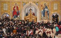 Gold leaf is used extensively on the interior walls of the People's Salvation Cathedral